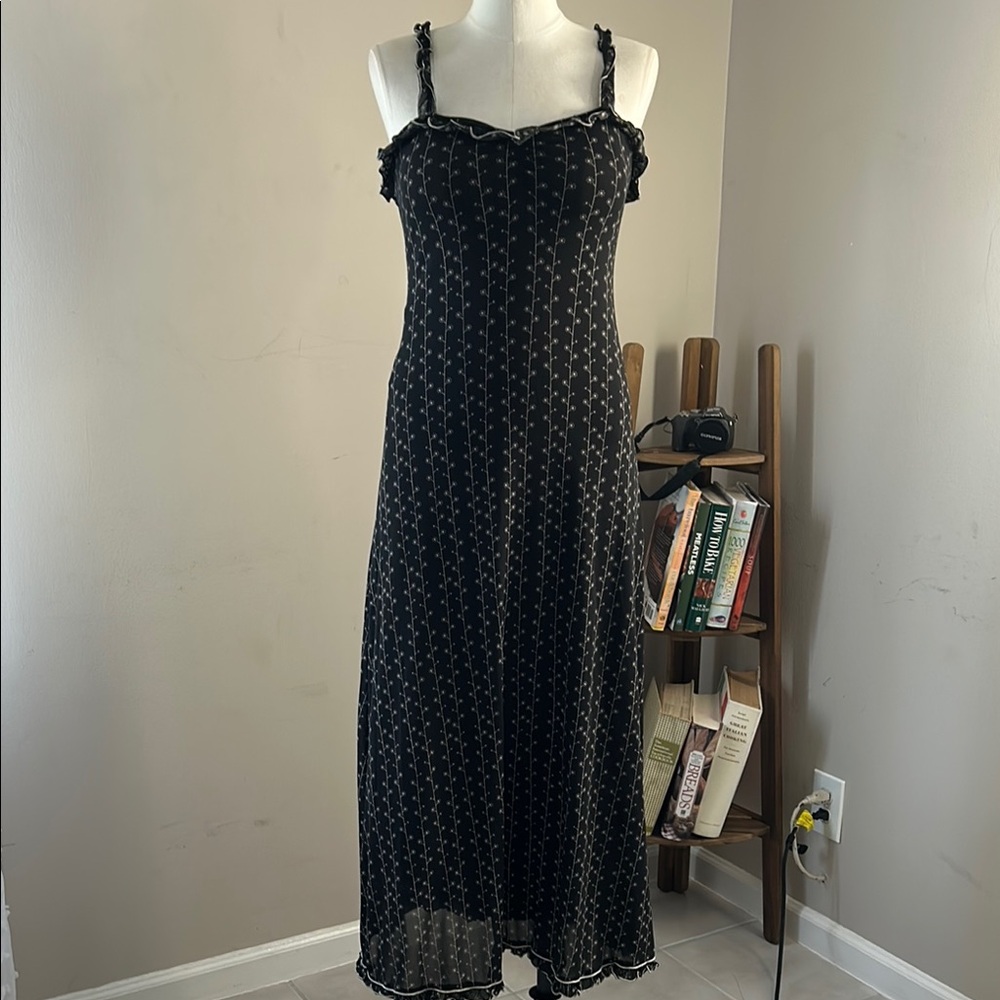 VTG Max Studio Black and White Sleeveless Maxi Sundress Sheer w lining small